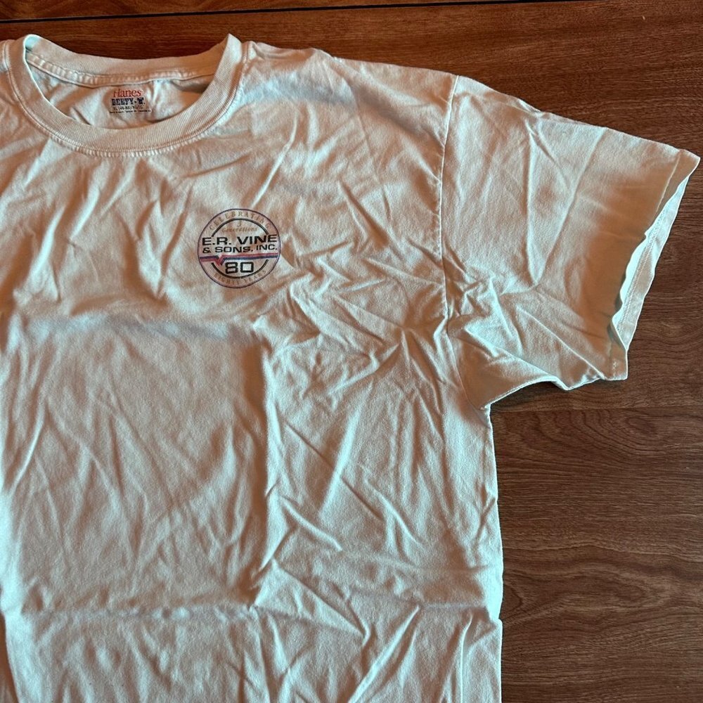 Hanes Beefy-T White Tee Oli Gas E.R. Vine & Sons INC T-Shirt Size XL - Picture 5 of 16